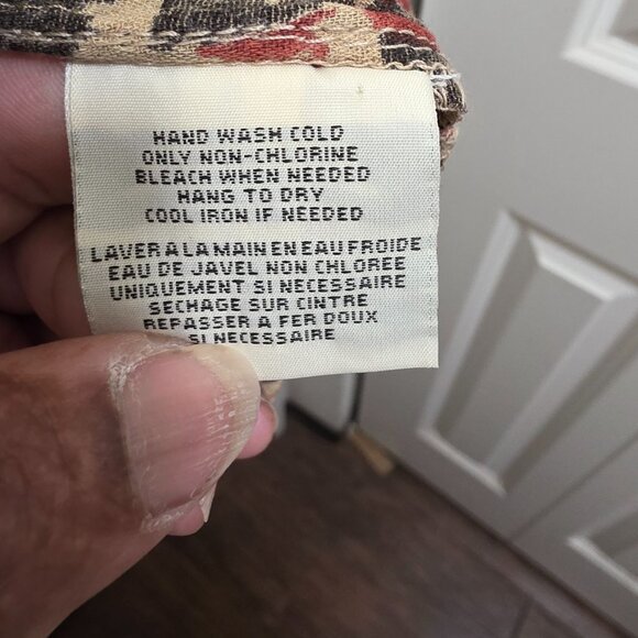 RALPH LAUREN DENIM & SUPPLY WOMEN L OVERSIZE PEASANT BLOUSE IKAT PRINT RUFFLE SL - Picture 8 of 9